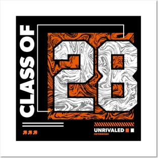 Class of 2028 Urban Streetwear // Graduation Class of '28 Orange Posters and Art